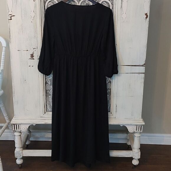 Brand New Gap Size Small Maternity Wrap Style V-Neck Black 100% Rayon Midi Dress - Picture 6 of 9